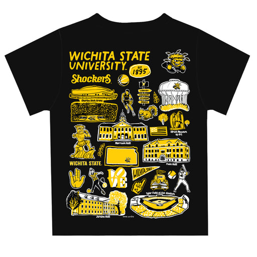 Wichita State Shockers WSU Hand Sketched Vive La Fete Impressions Artwork Boys Black Short Sleeve Tee Shirt - Vive La Fête - Online Apparel Store