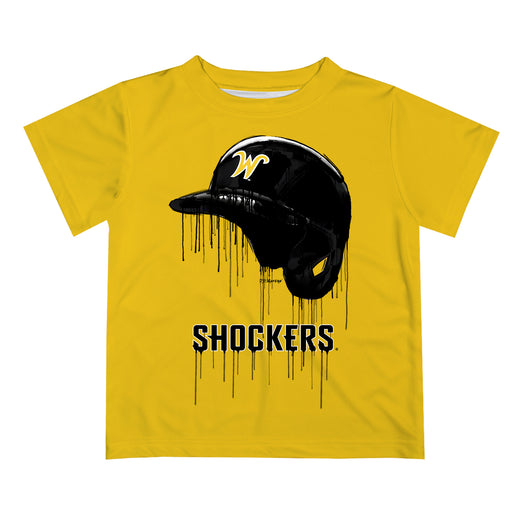 Wichita State Shockers WSU Original Dripping Baseball Hat Yellow T-Shirt by Vive La Fete