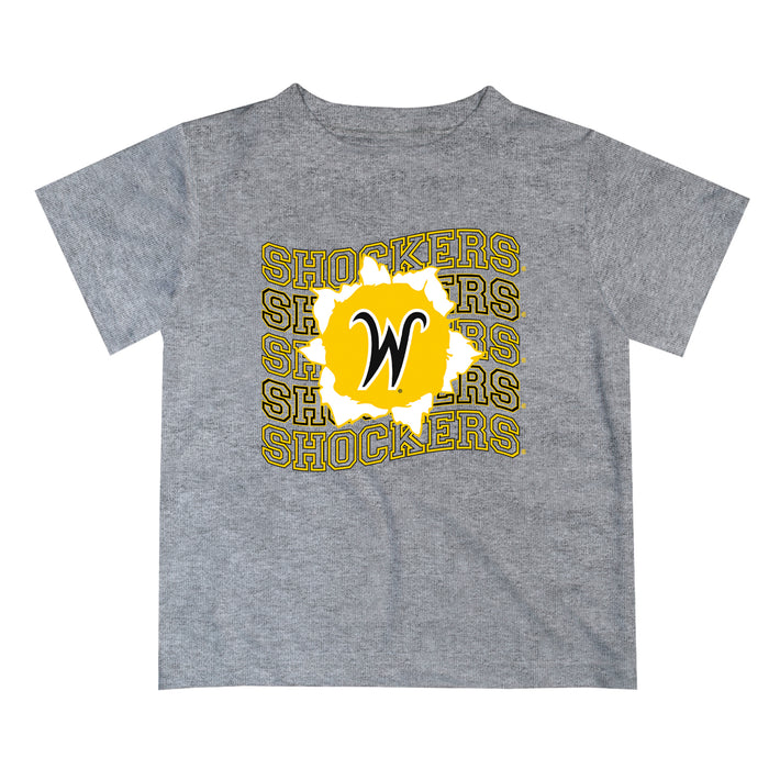 Wichita State Shockers WSU Vive La Fete Heather Gray Art V1 Short Sleeve Tee Shirt