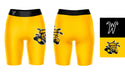 Wichita State Shockers WSU Vive La Fete Game Day Logo on Thigh and Waistband Yellow and Black Women Bike Short 9 Inseam - Vive La Fête - Online Apparel Store