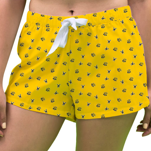 Wichita State Shockers WSU Vive La Fete Game Day All Over Logo Women Yellow Lounge Shorts