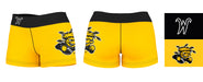 Wichita State Shockers Vive La Fete Logo on Thigh & Waistband Yellow Black Women Yoga Booty Workout Shorts 3.75 Inseam" - Vive La Fête - Online Apparel Store