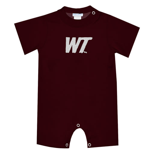 West Texas A&M Buffaloes Embroidered Maroon Knit Short Sleeve Boys Romper