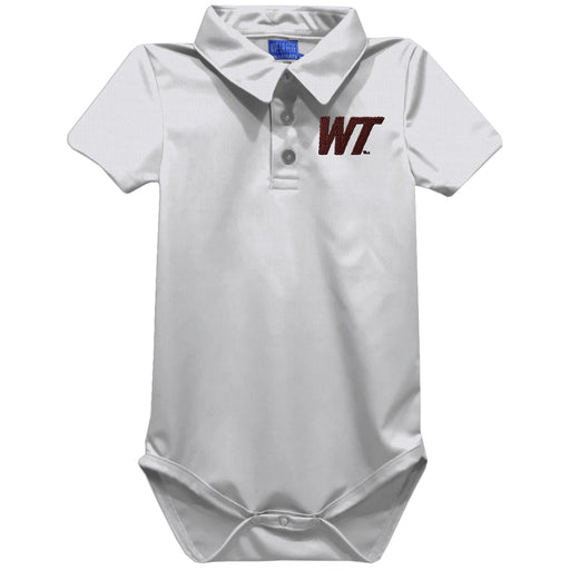West Texas A&M Buffaloes Embroidered White Solid Knit Boys Polo Bodysuit