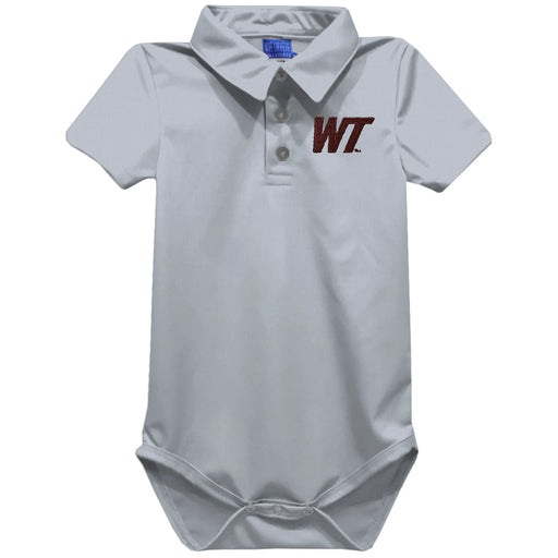 West Texas A&M Buffaloes Embroidered Gray Solid Knit Boys Polo Bodysuit