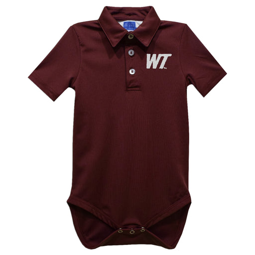 West Texas A&M Buffaloes Embroidered Maroon Solid Knit Boys Polo Bodysuit