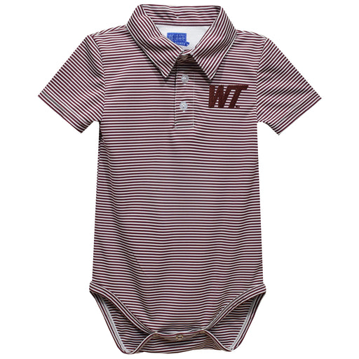 West Texas A&M Buffaloes Embroidered Maroon Stripe Knit Boys Polo Bodysuit