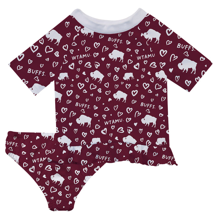 West Texas A&M Buffaloes Vive La Fete All Over Logo Maroon Long Sleeve Bikini Set