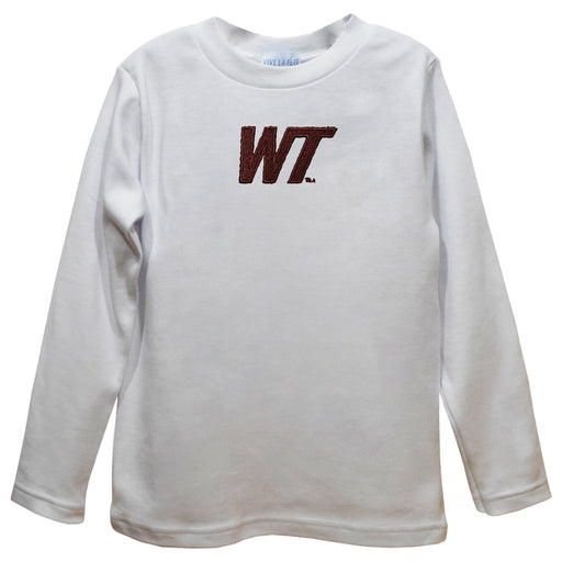 West Texas A&M Buffaloes Embroidered White Knit Long Sleeve Boys Tee Shirt