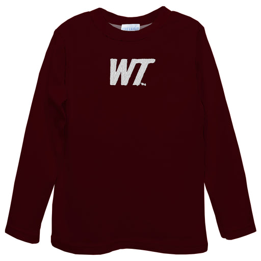 West Texas A&M Buffaloes Embroidered Maroon Long Sleeve Boys Tee Shirt