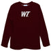 West Texas A&M Buffaloes Embroidered Maroon Long Sleeve Boys Tee Shirt