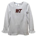 West Texas A&M Buffaloes Embroidered White Knit Long Sleeve Girls Blouse