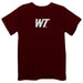 West Texas A&M Buffaloes Embroidered Maroon knit Short Sleeve Boys Tee Shirt