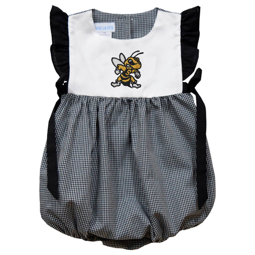 West Virginia Yellow Jackets WVSU Embroidered Black Gingham Girls Bubble