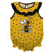 West Virginia Yellow Jackets WVSU Swirls Gold Sleeveless Ruffle Onesie Logo Bodysuit