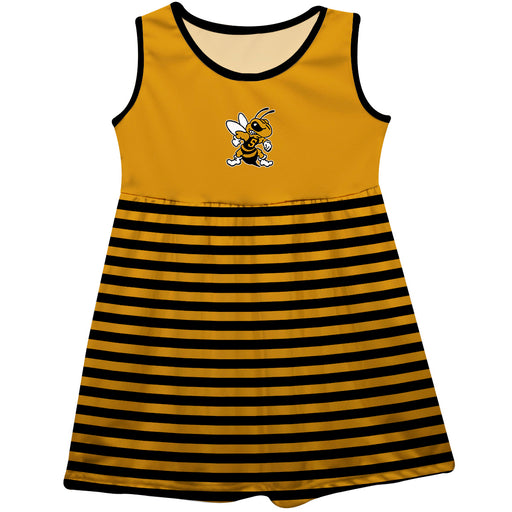 West Virginia Yellow Jackets WVSU Vive La Fete Girls Game Day Sleeveless Tank Dress Solid Gold Logo Stripes on Skirt