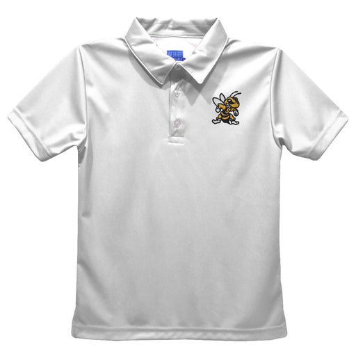 West Virginia Yellow Jackets WVSU Embroidered White Short Sleeve Polo Box Shirt
