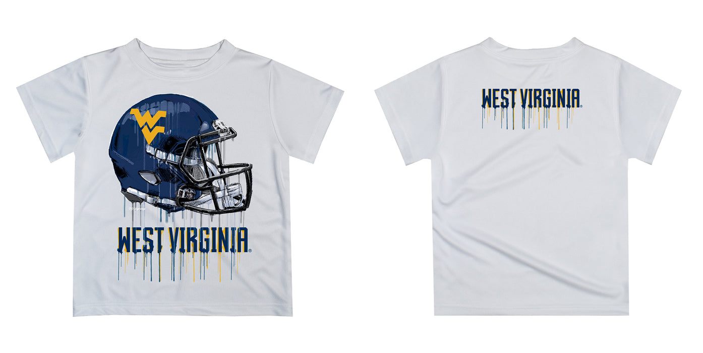 West Virginia University Mountaineers Original Dripping Football Helmet White T-Shirt by Vive La Fete - Vive La Fête - Online Apparel Store
