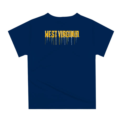 West Virginia University Mountaineers Original Dripping Football Helmet Blue T-Shirt by Vive La Fete - Vive La Fête - Online Apparel Store