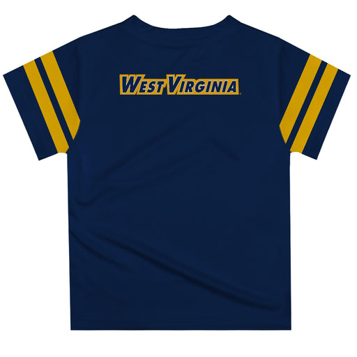 West Virginia Vive La Fete Boys Game Day Blue Short Sleeve Tee with Stripes on Sleeves - Vive La Fête - Online Apparel Store