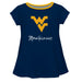 West Virginia Vive La Fete Girls Game Day Short Sleeve Blue Top with School Logo and Name