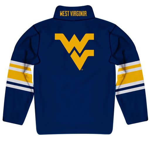 West Virginia Mountaineers Vive La Fete Game Day Blue Quarter Zip Pullover Stripes on Sleeves - Vive La Fête - Online Apparel Store