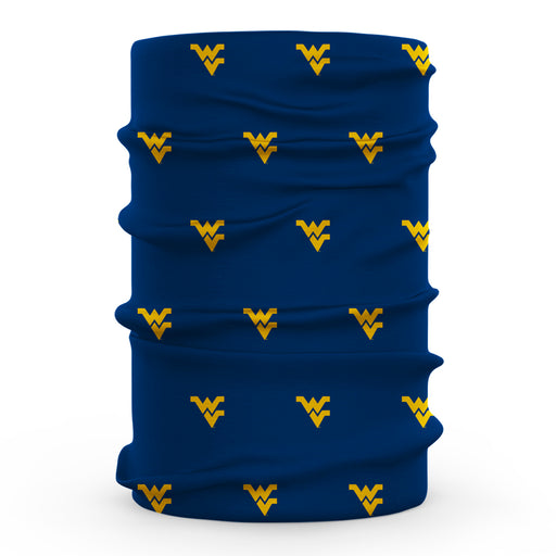 West Virginia Mountaineers Vive La Fete All Over Logo Collegiate Face Cover Soft 4-Way Stretch Two Ply Neck Gaiter
