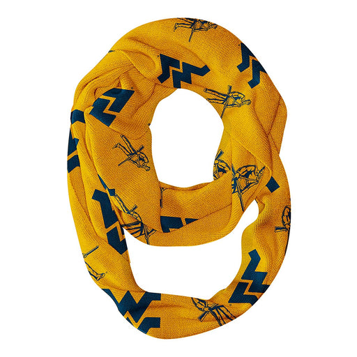 West Virginia Mountaineers Vive La Fete Repeat Logo Game Day Collegiate Women Light Weight Ultra Soft Infinity Scarf