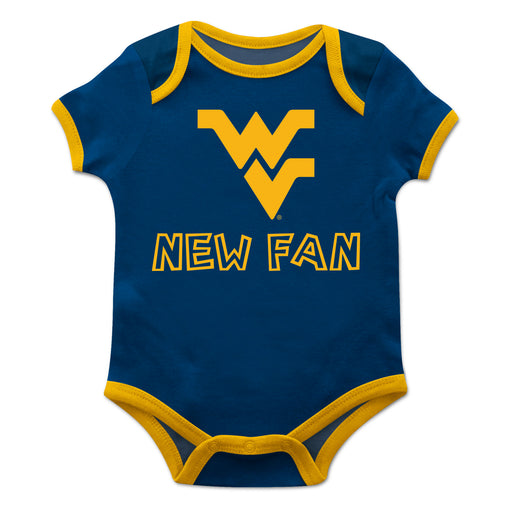 West Virginia Mountaineers Vive La Fete Infant Game Day Blue Short Sleeve Onesie New Fan Logo and Mascot Bodysuit