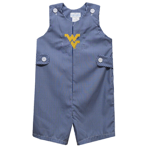 West Virginia University Mountaineers Embroidered Navy Gingham Boys Jon Jon