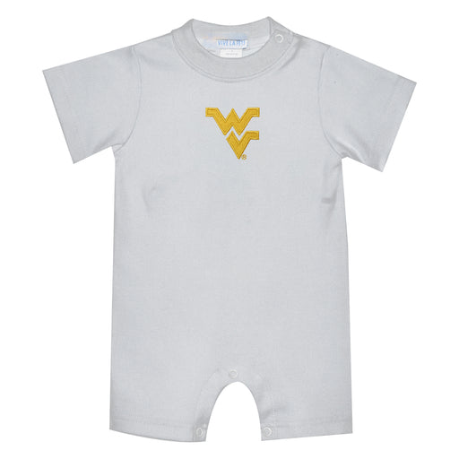 West Virginia University Mountaineers Embroidered White Knit Short Sleeve Boys Romper