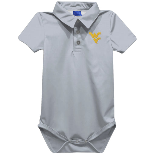 West Virginia University Mountaineers Embroidered Gray Solid Knit Polo Onesie