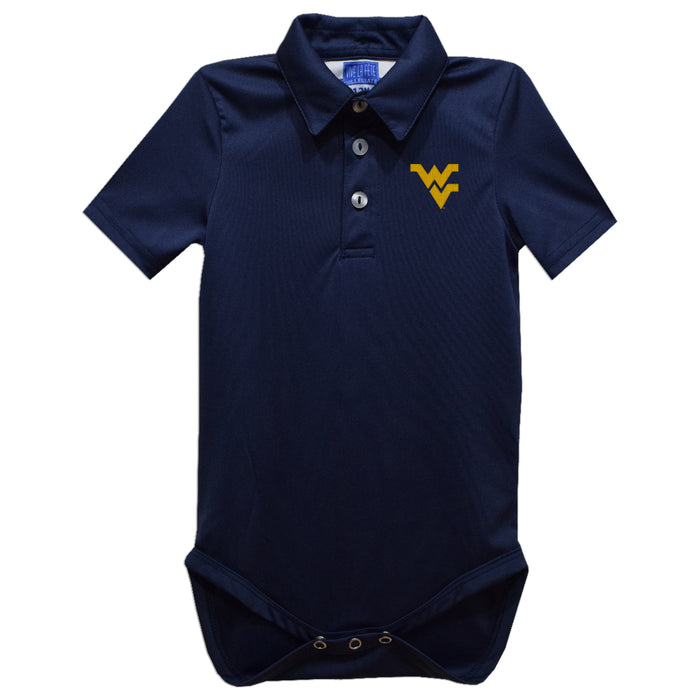 West Virginia University Mountaineers Embroidered Navy Solid Knit Polo Onesie