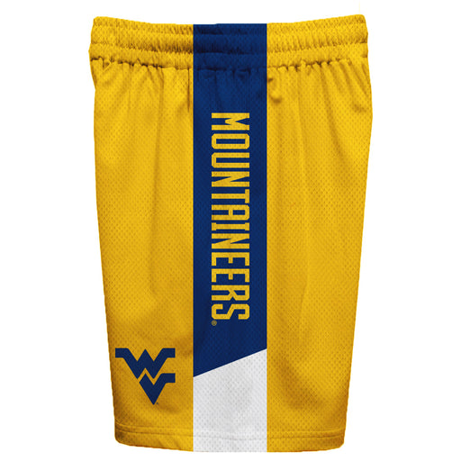 West Virginia Mountaineers Vive La Fete Game Day Gold Stripes Boys Solid Blue Athletic Mesh Short - Vive La Fête - Online Apparel Store