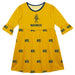 West Virginia Mountaineers Vive La Fete Girls Game Day 3/4 Sleeve Solid Gold All Over Logo on Skirt