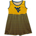 West Virginia Mountaineers Vive La Fete Girls Game Day Sleeveless Tank Dress Solid Gold Logo Stripes on Skirt