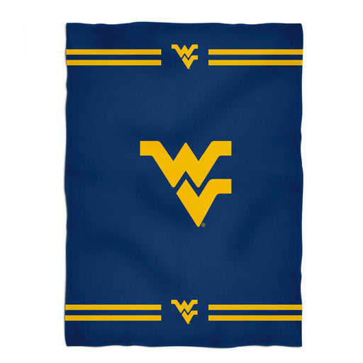 West Virginia Mountaineers Vive La Fete Game Day Warm Lightweight Fleece Blue Throw Blanket 40 X 58 Logo and Stripes
