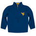 West Virginia Mountaineers Vive La Fete Game Day Solid Blue Quarter Zip Pullover Sleeves