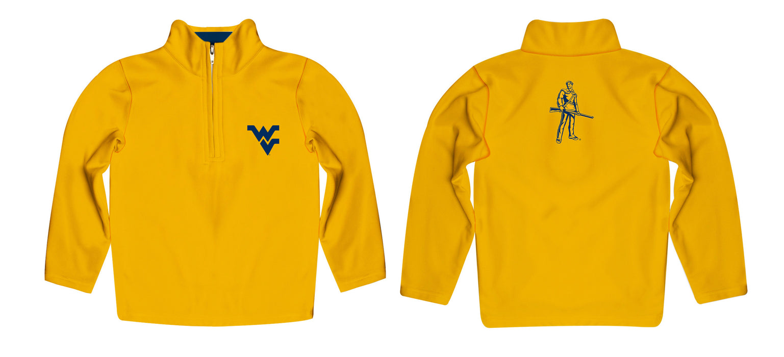 West Virginia Mountaineers Vive La Fete Game Day Solid Gold Quarter Zip Pullover Sleeves - Vive La Fête - Online Apparel Store