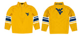 West Virginia Mountaineers Vive La Fete Game Day Gold Quarter Zip Pullover Stripes on Sleeves - Vive La Fête - Online Apparel Store