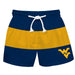 West Virginia Mountaineers Vive La Fete Blue Gold Stripes Swimtrunks V2