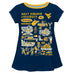 West Virginia University Mountaineers Hand Sketched Vive La Fete Impressions Artwork Navy Short Sleeve Top