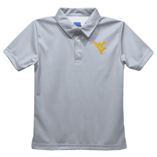 West Virginia University Mountaineers Embroidered Gray Short Sleeve Polo Box Shirt