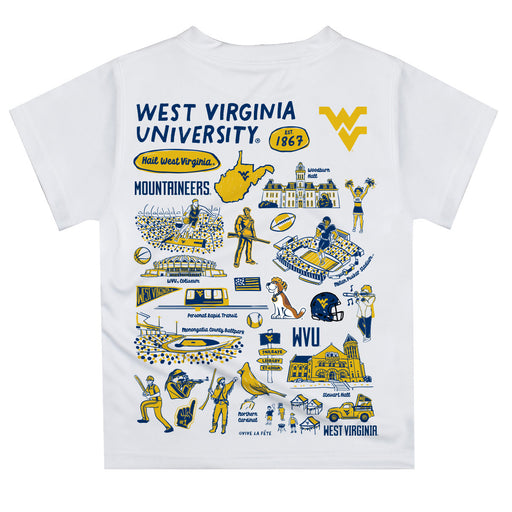 West Virginia University Mountaineers Hand Sketched Vive La Fete Impressions Artwork Boys Navy Short Sleeve Tee Shirt - Vive La Fête - Online Apparel Store
