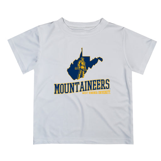 West Virginia Mountaineers Vive La Fete State Map White Short Sleeve Tee Shirt