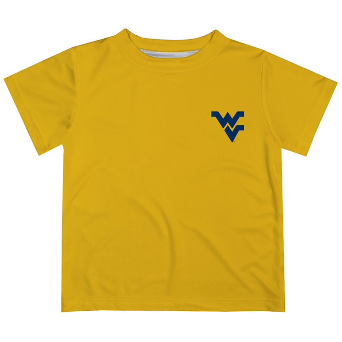 West Virginia University Mountaineers Hand Sketched Vive La Fete Impressions Artwork Boys Gold Short Sleeve Tee Shirt