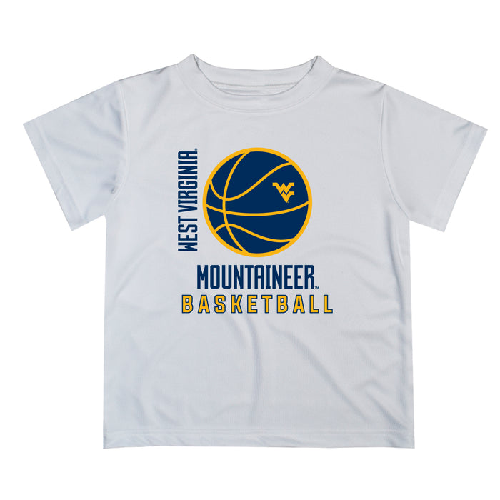 West Virginia Mountaineers Vive La Fete Basketball V1 White Short Sleeve Tee Shirt