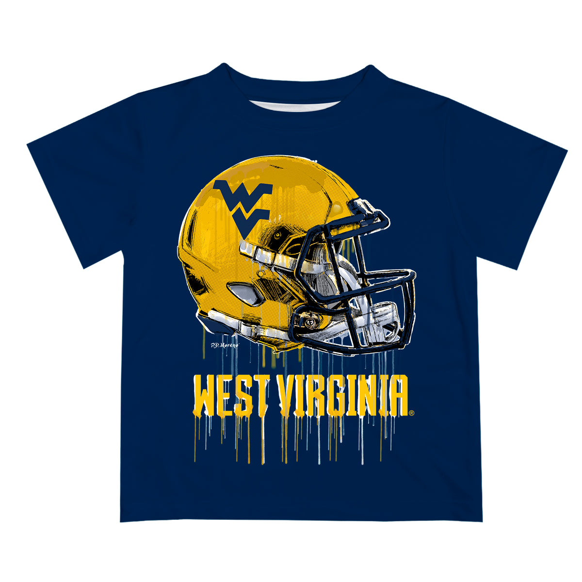 West Virginia Mountaineers Original Dripping Football Helmet Blue