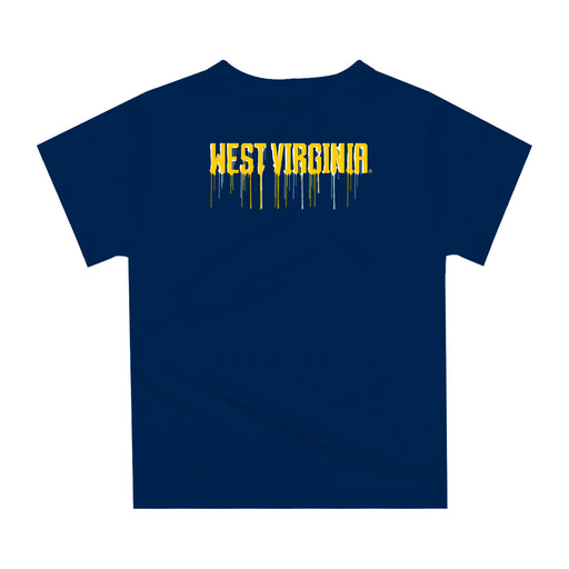 West Virginia Mountaineers Original Dripping Football Helmet Blue T-Shirt by Vive La Fete - Vive La Fête - Online Apparel Store