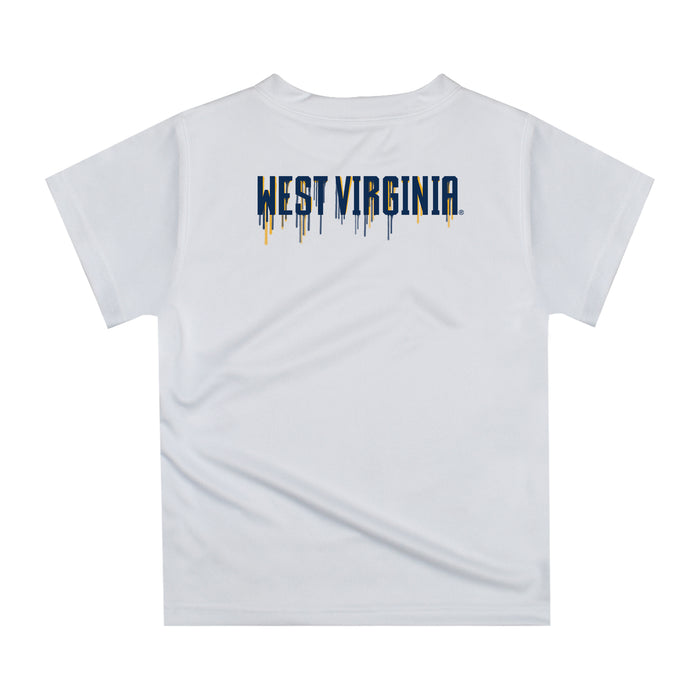 West Virginia Mountaineers  Original Dripping Baseball Helmet Blue T-Shirt by Vive La Fete - Vive La Fête - Online Apparel Store